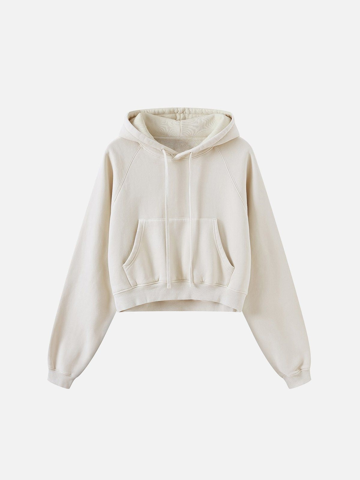 Haaura Cropped Raglan Sleeve Washed Pullover Hoodie