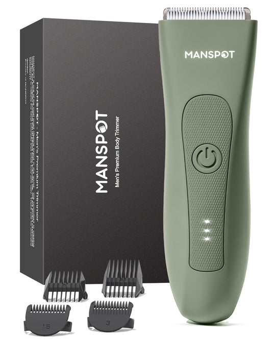 4-in-1 Men's Body Hair Trimmer – Rechargeable Waterproof Grooming Shaver with Replaceable Ceramic Blades, 4 Guide Guards, Wet & Dry Use, 90-Minute Runtime