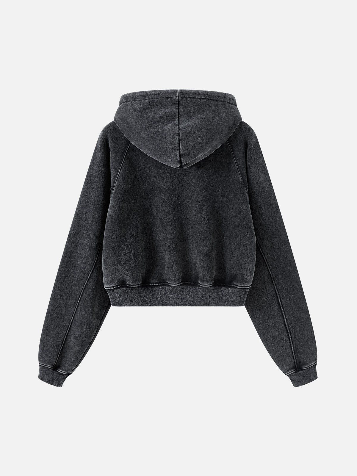Haaura Cropped Raglan Sleeve Washed Pullover Hoodie