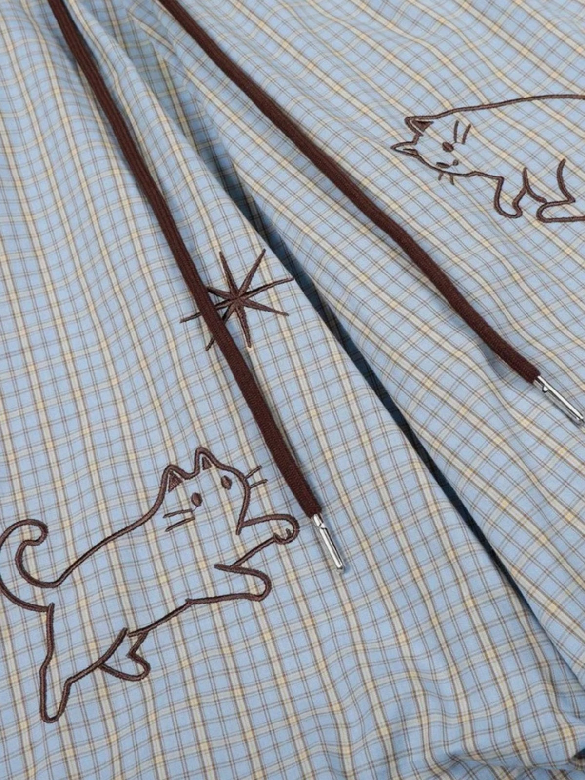 Haaura Embroidery Cat Baggy Barrel Sweatpants