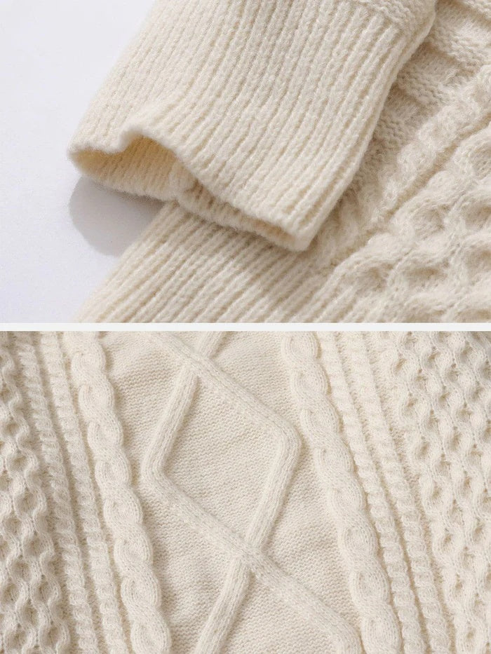 Haaura Solid Cable Stitch Sweater