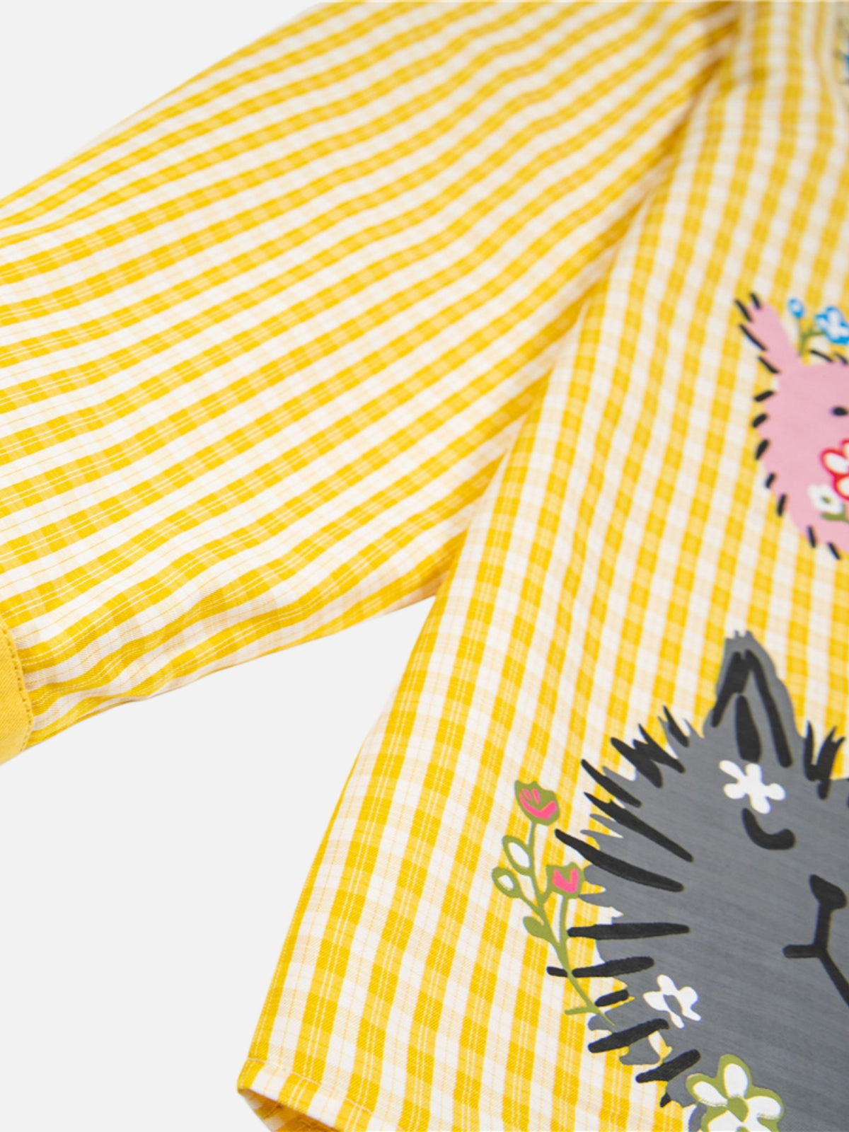Haaura Animal Patch Plaid Tie Neck Shirt