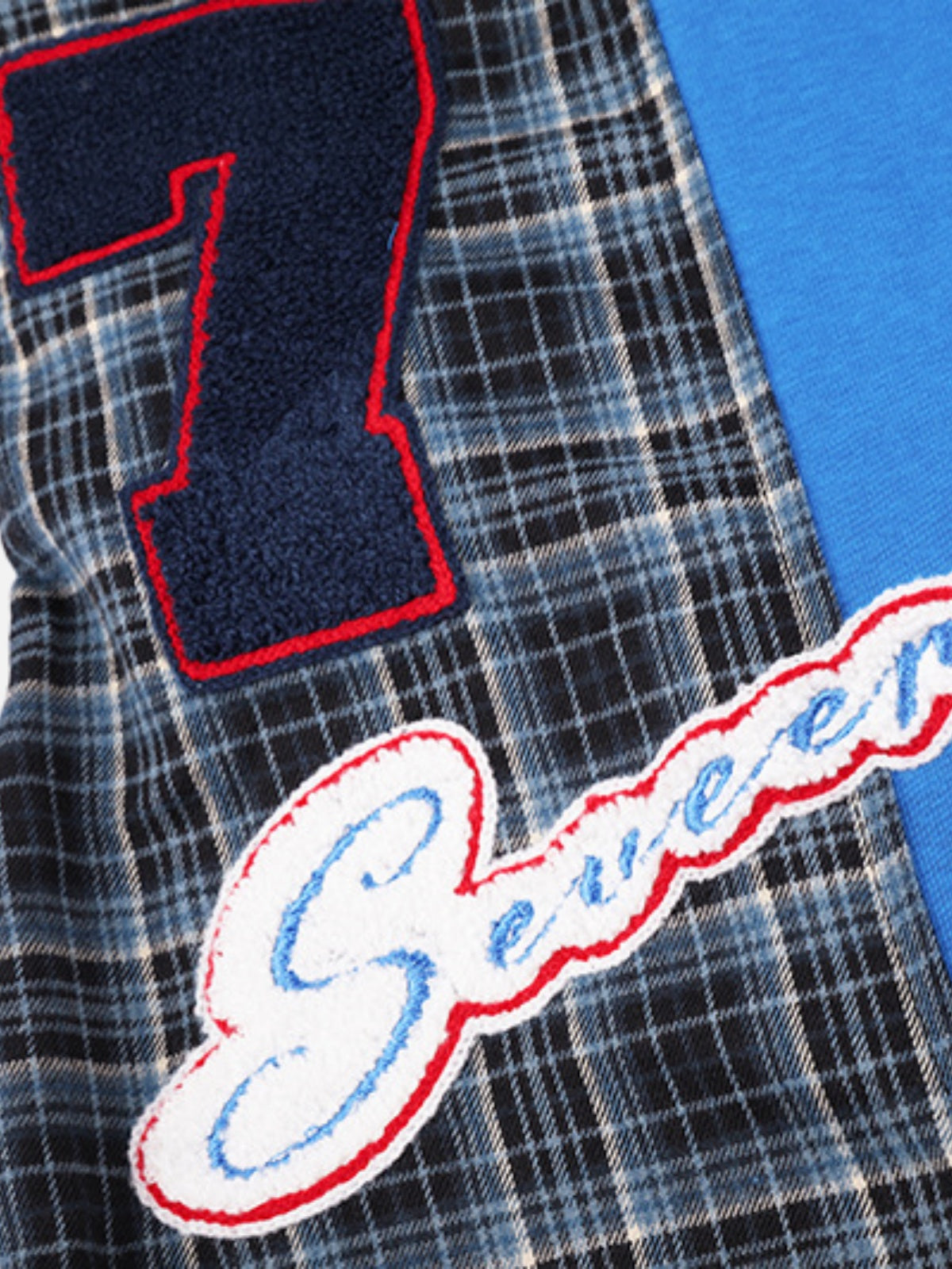 Haaura Plaid Panel No.8 Patch Drawstring Baggy Sweatpants