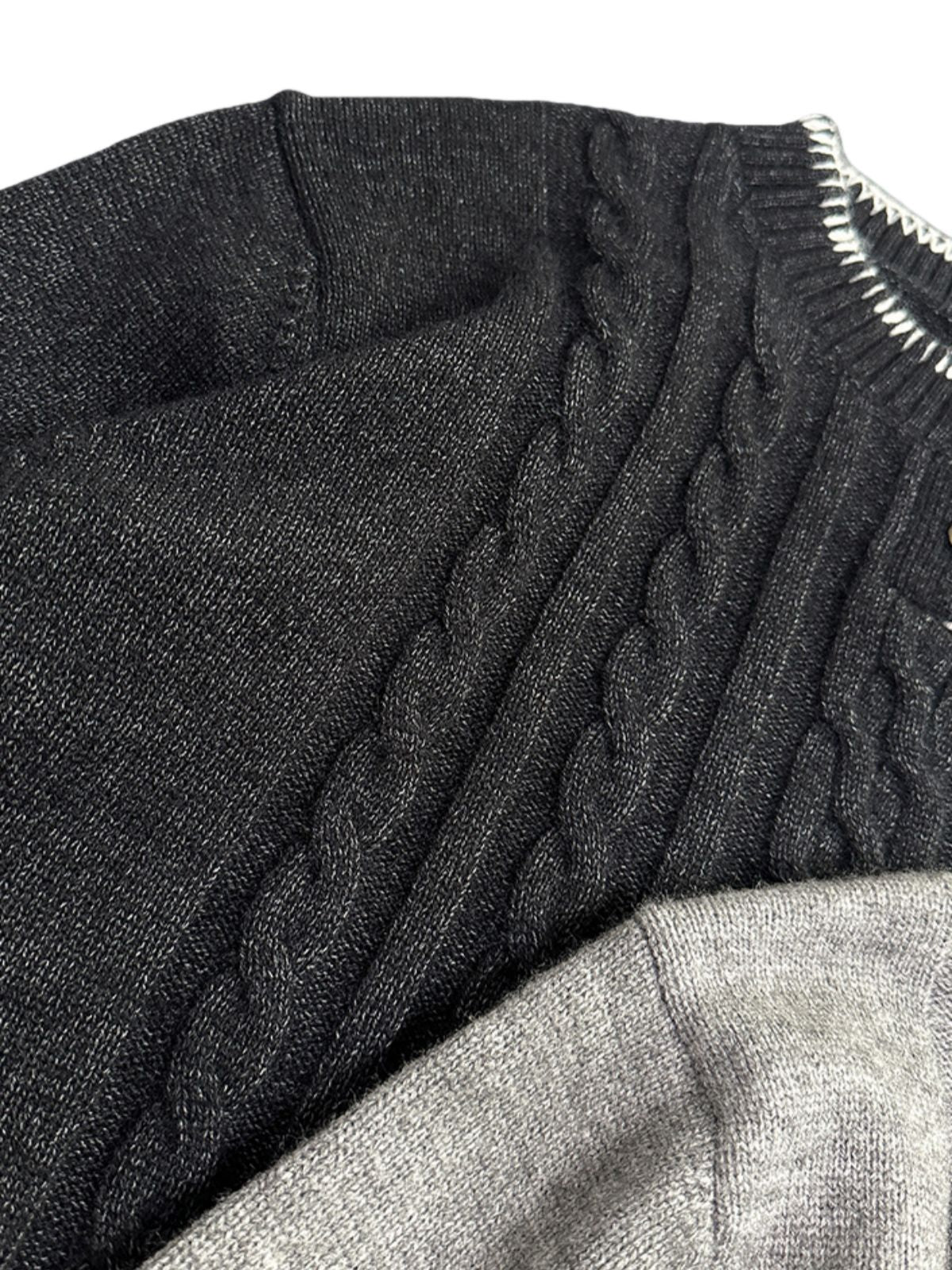 Haaura Cable Knit Henley Sweater