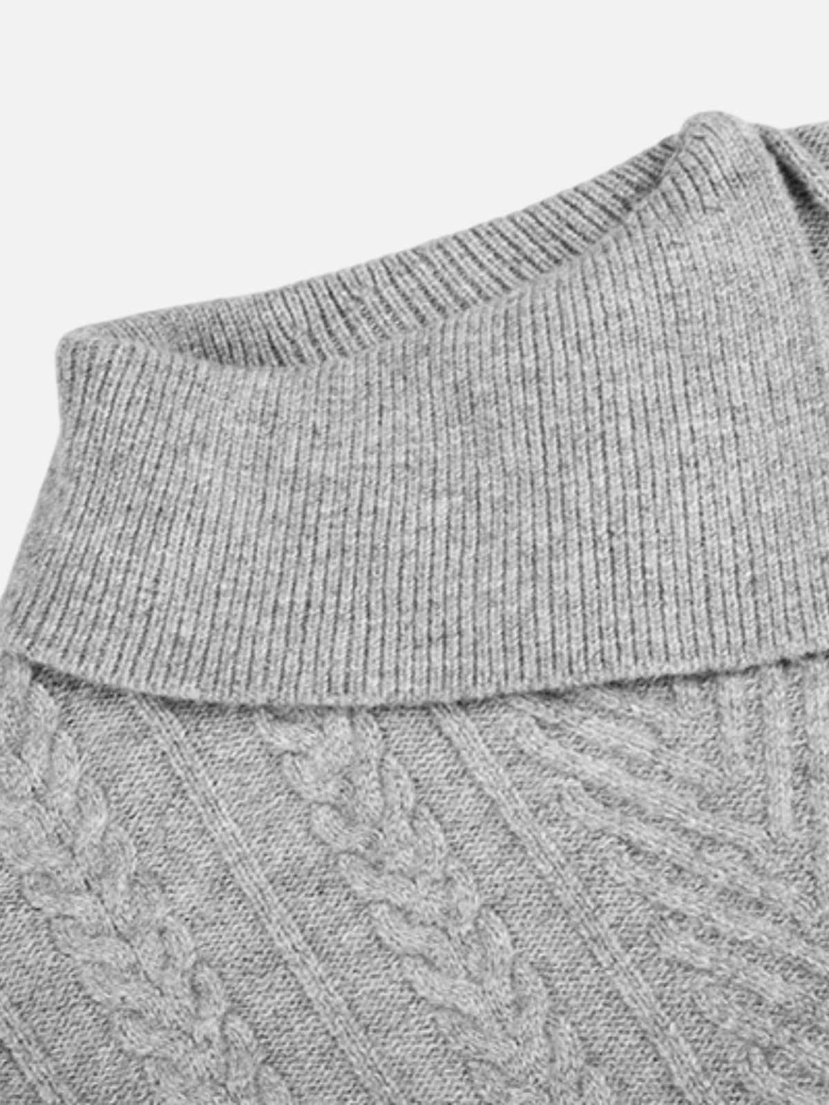 Haaura Asymmetrical Cable Knit Turtleneck Sweater