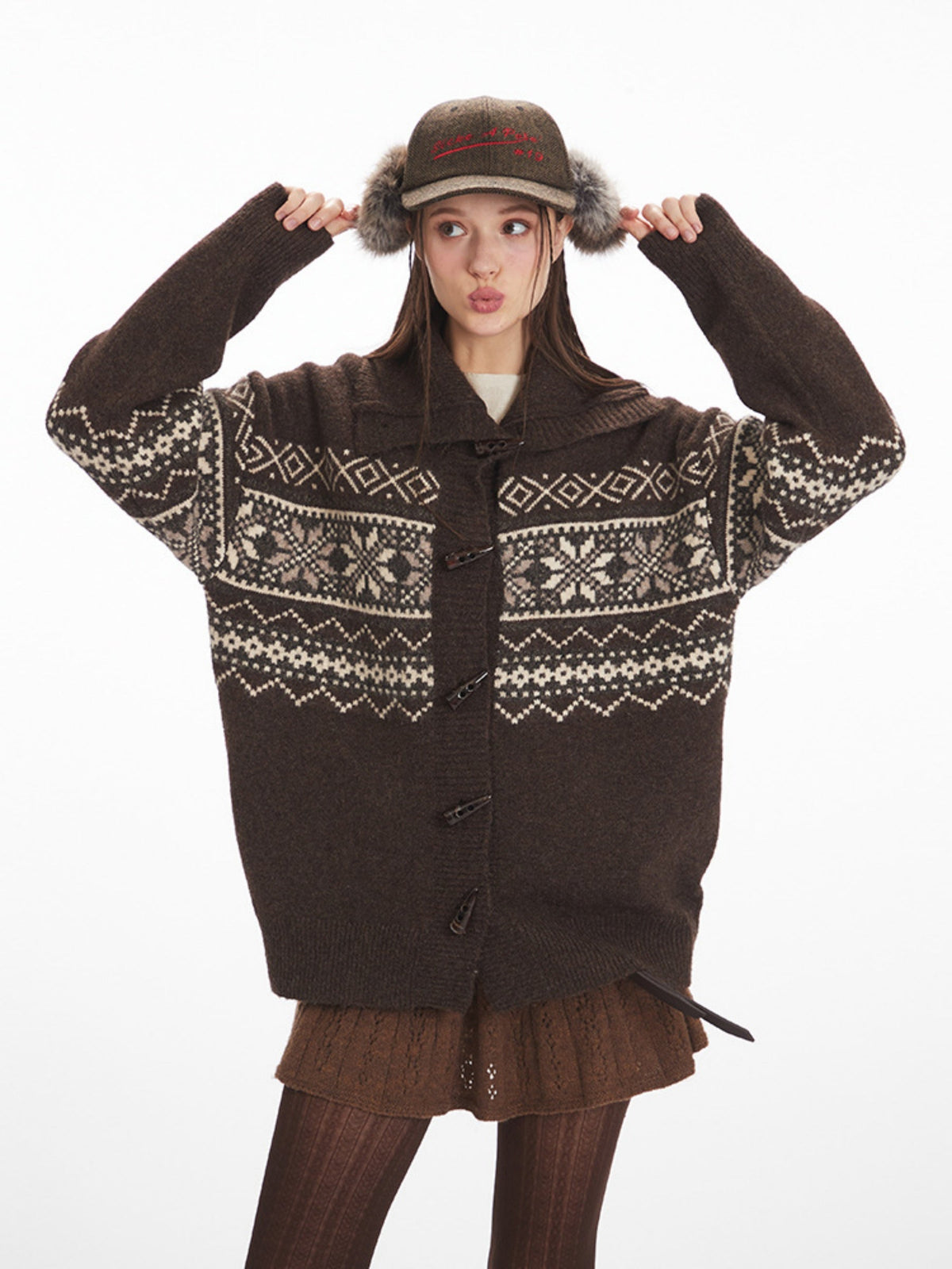 Haaura Fair Isle Toggle Cardigan