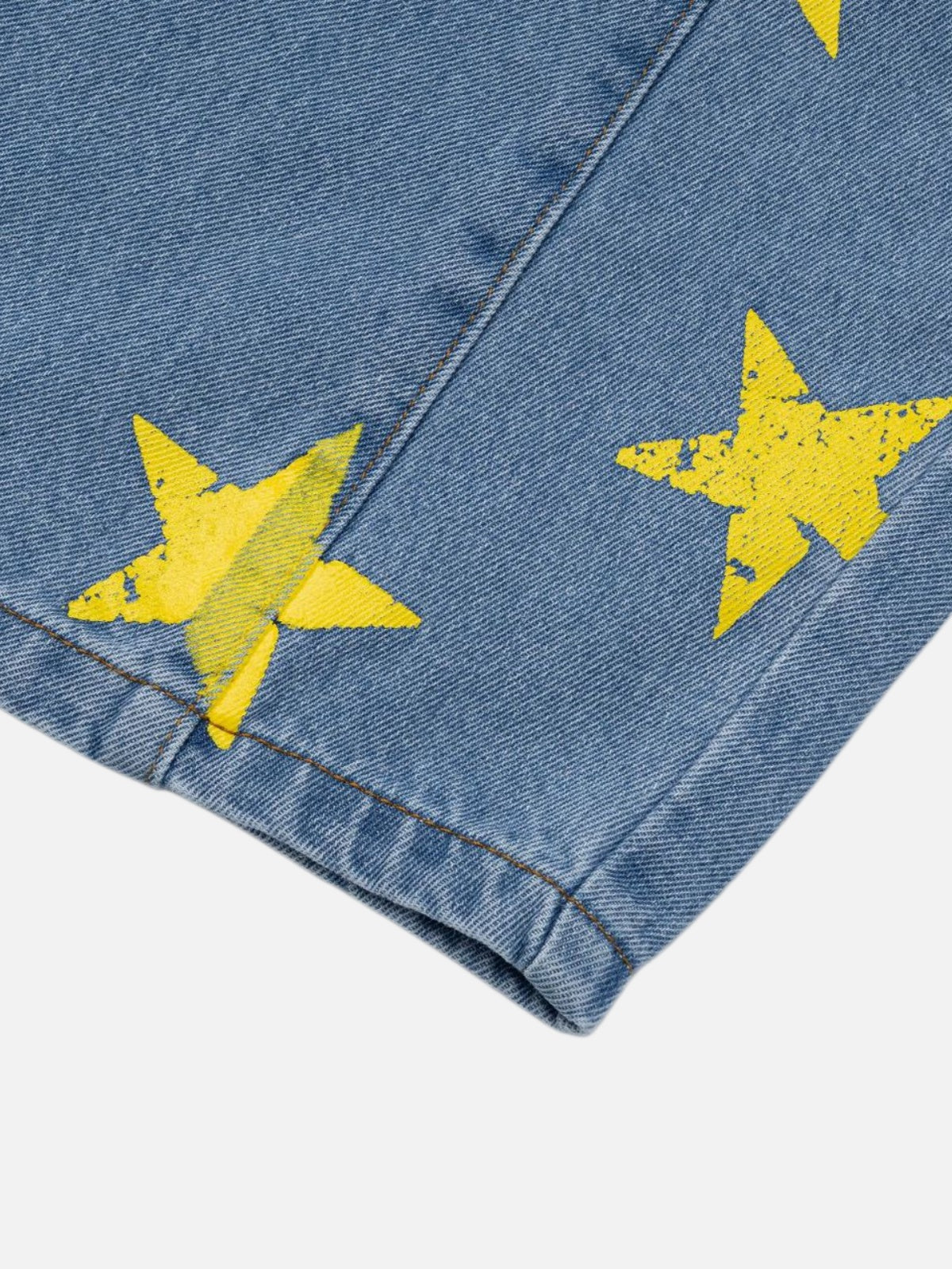 Haaura Star Applique Plaid Detail Baggy Jeans