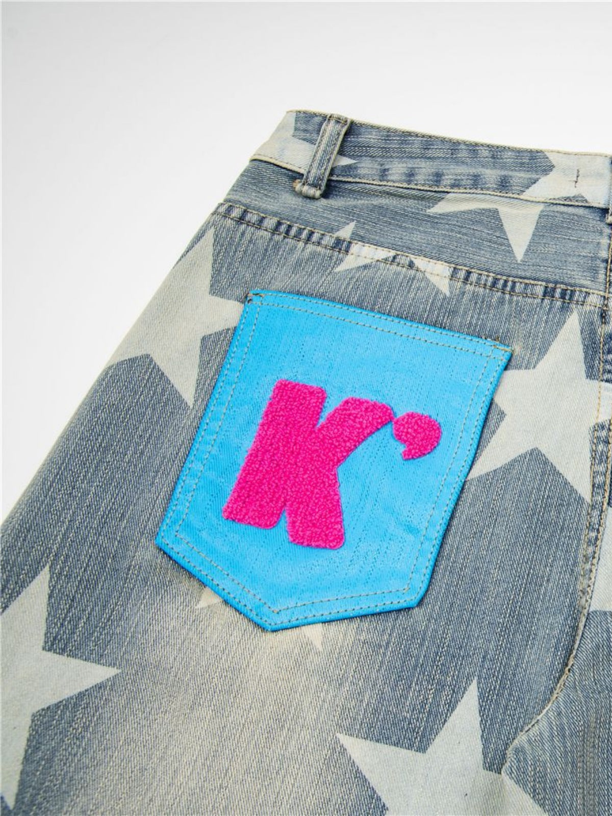 Haaura Baggy Wash Star Print Jeans