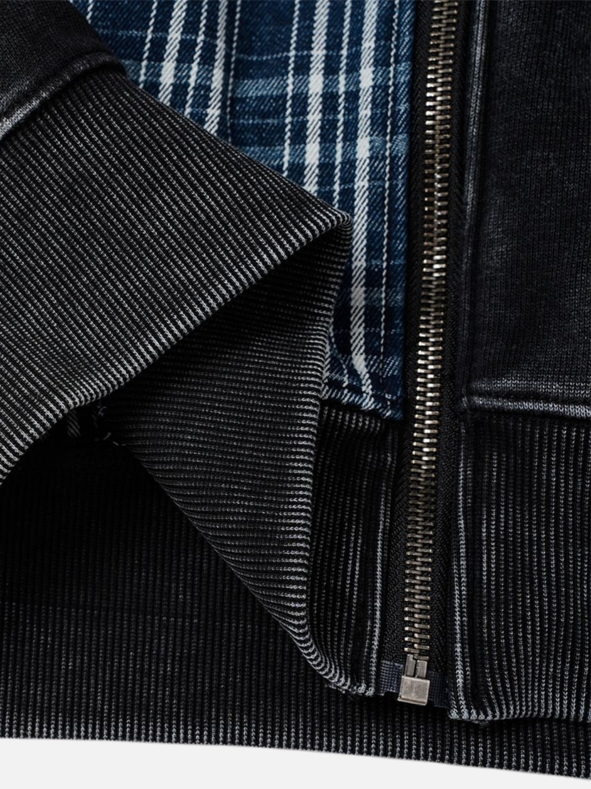 Haaura Plaid Patchwork Zip Up Hoodie