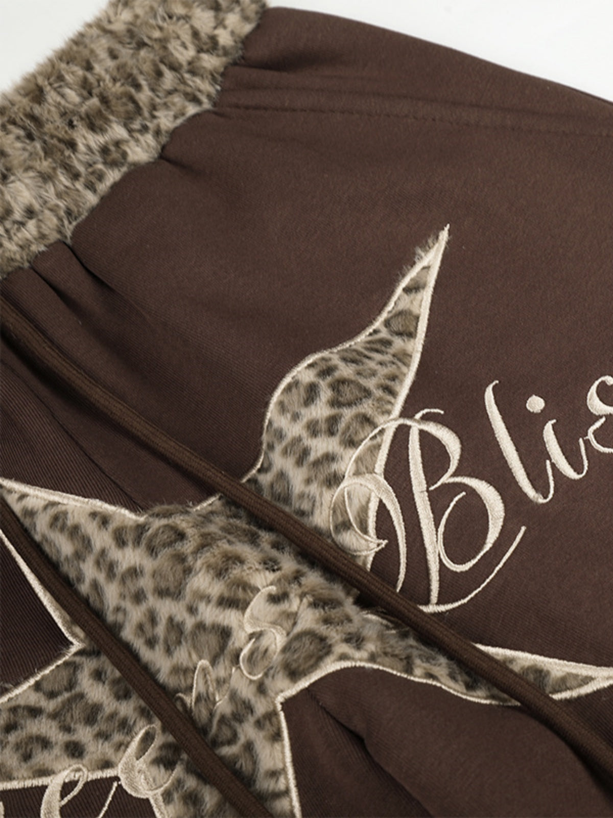 Haaura Leopard Waistband Star Graphic Drawstring Baggy Sweatpants