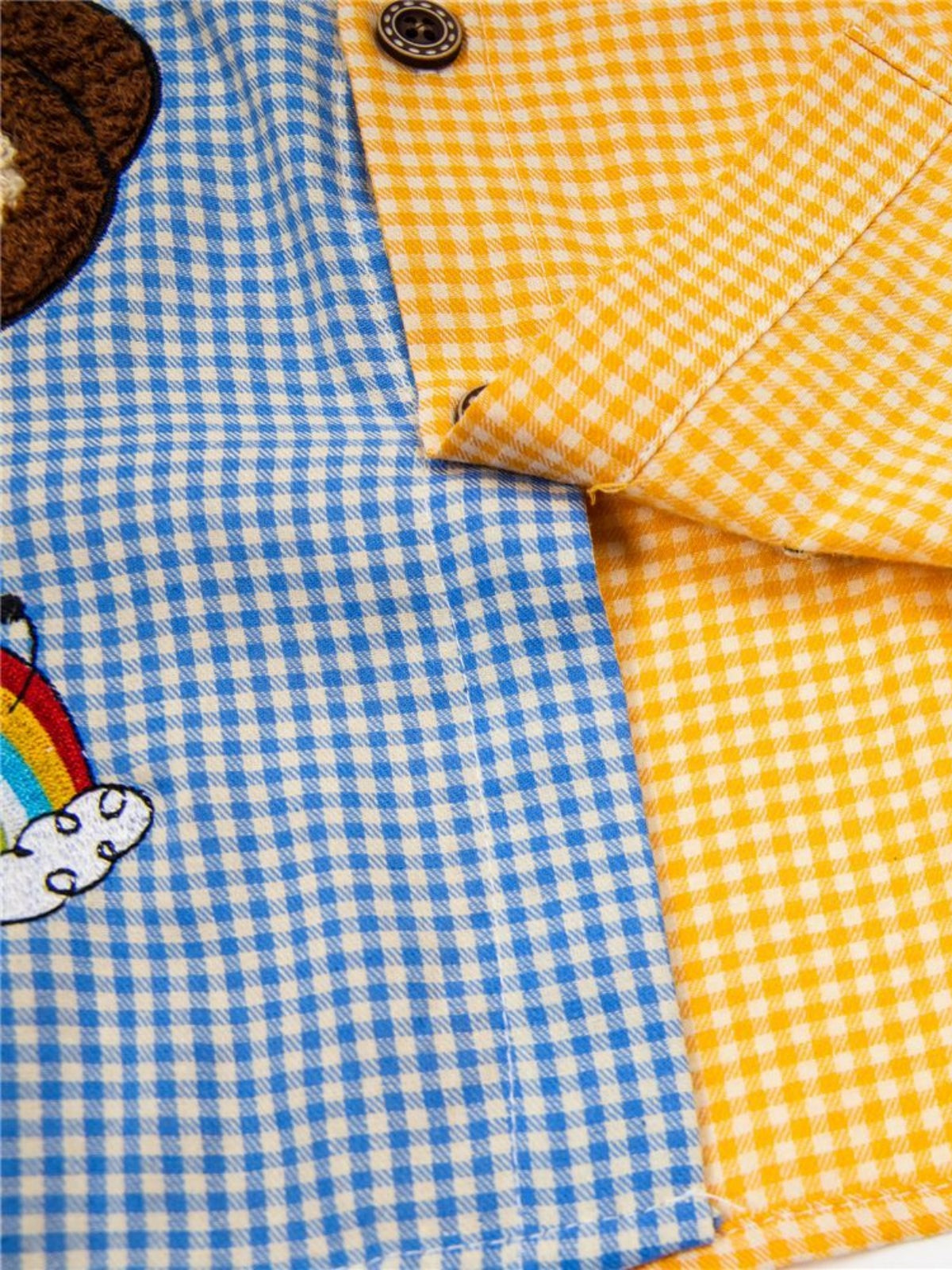 Haaura Teddy Bear Embroidered Patchwork Shirt