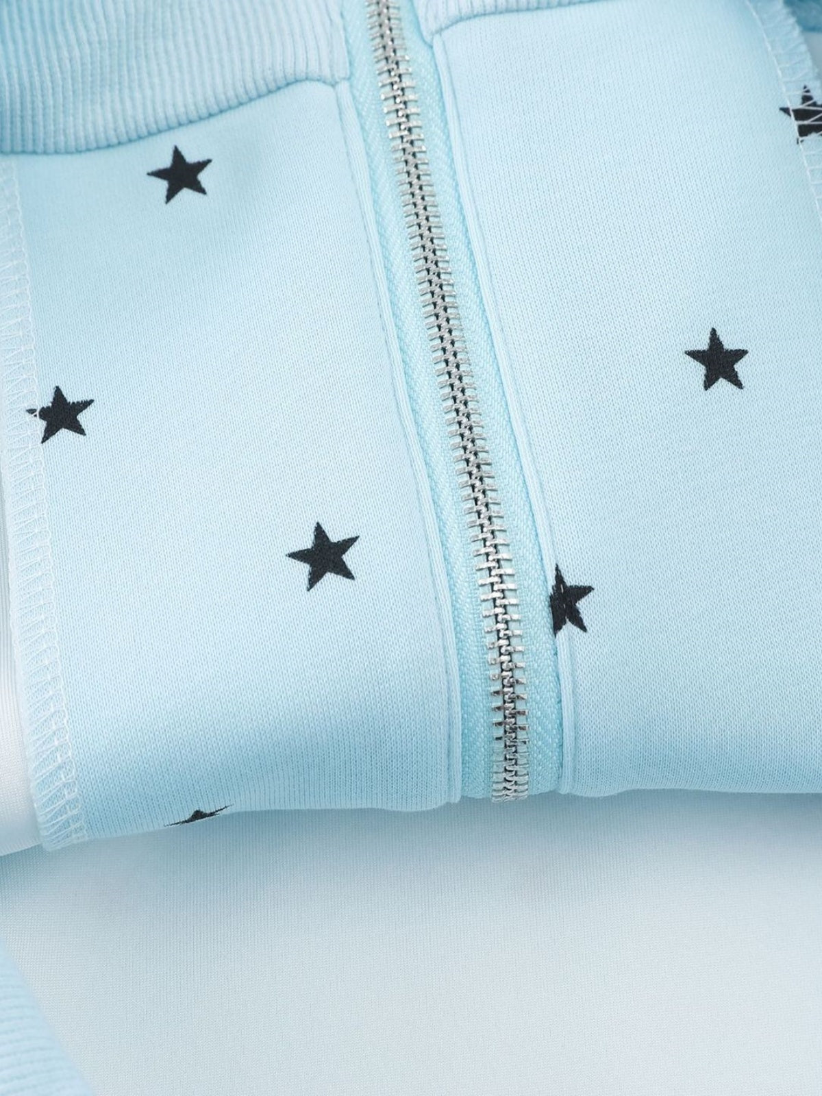 Haaura Star Print Button Zip Up Hoodie