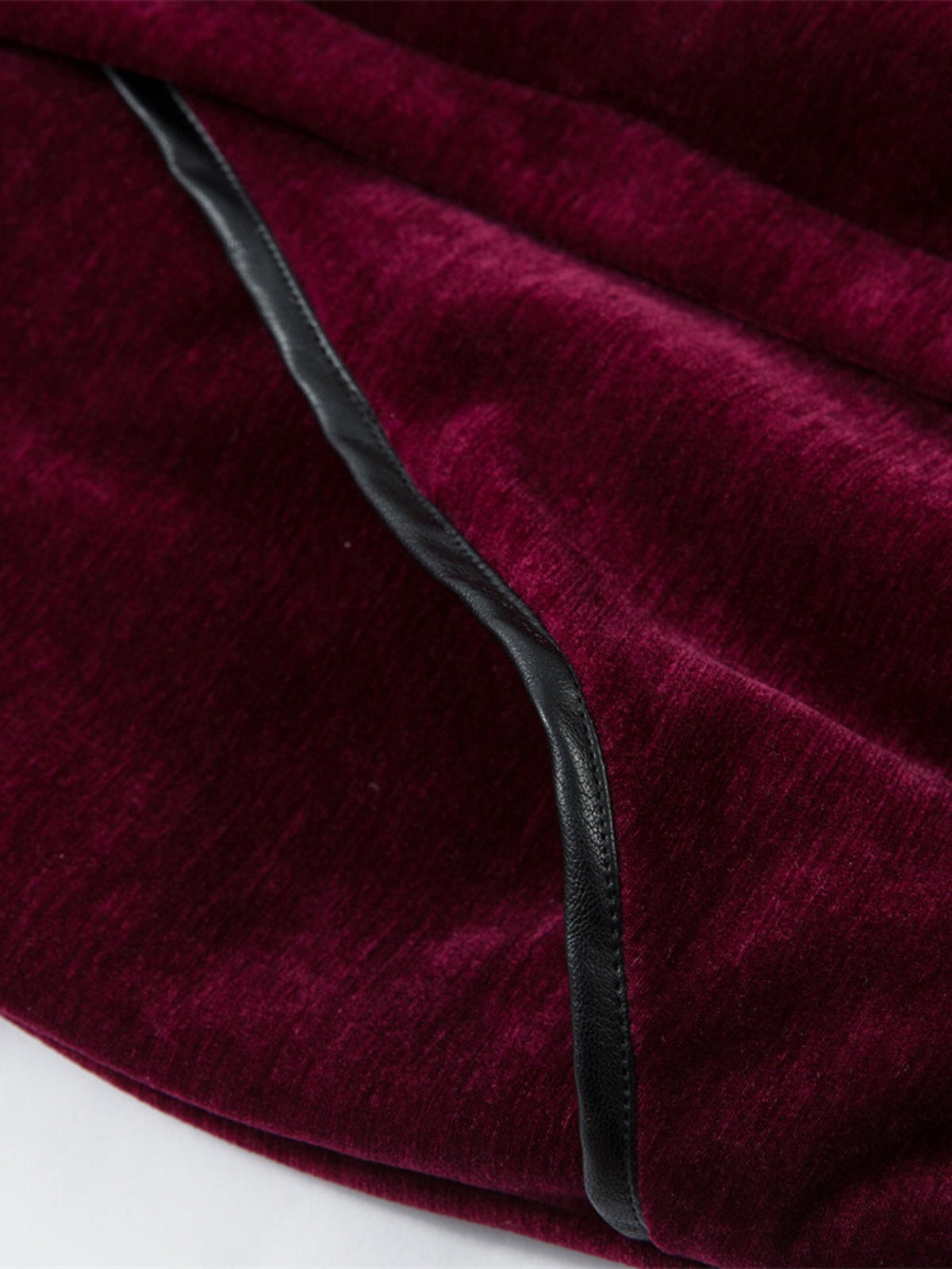 Haaura Velvet Notched Lapel Leather-Trim Jacket