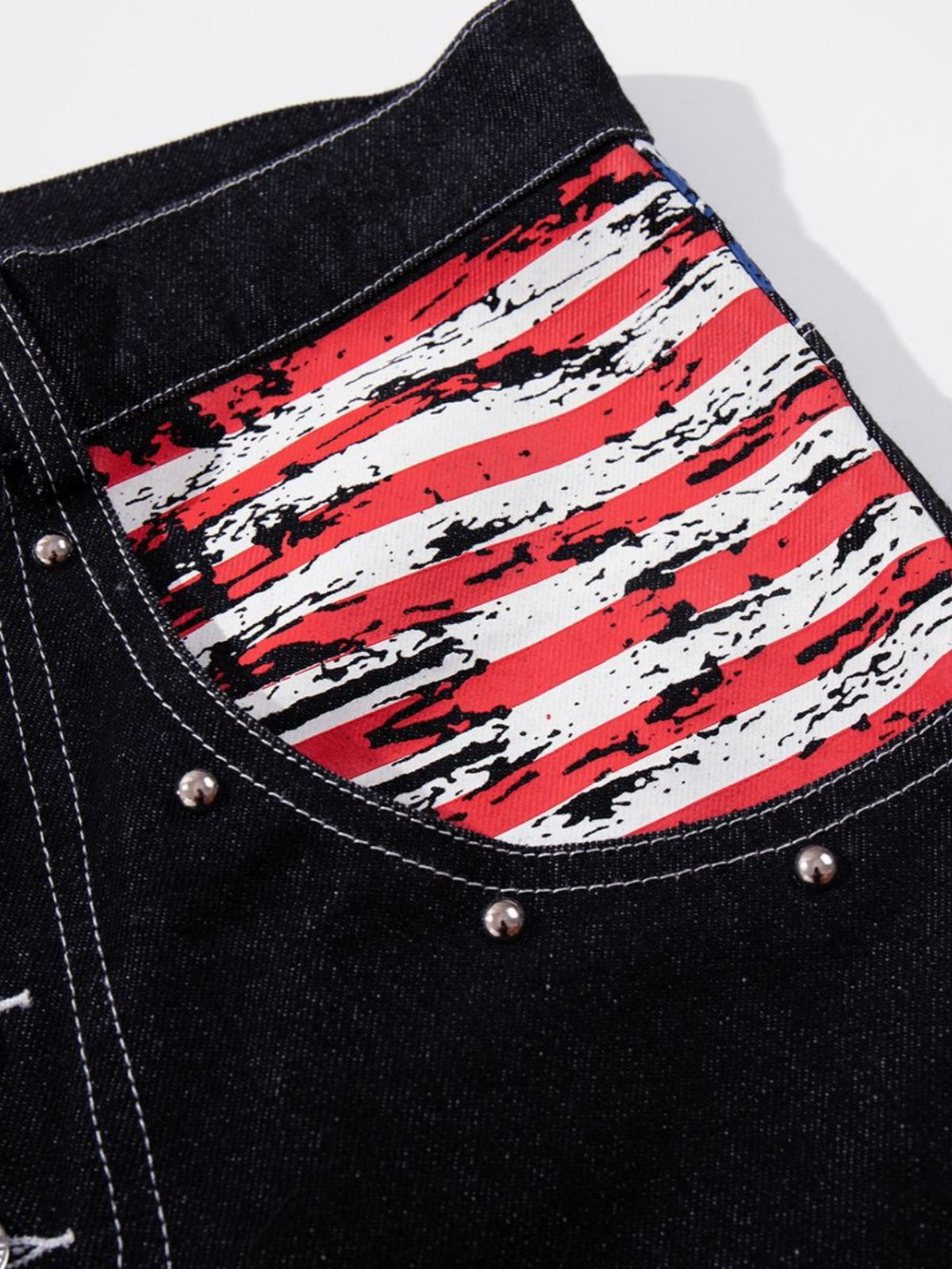 Haaura Flag Graphic Pocket Button-Fly Baggy Jeans