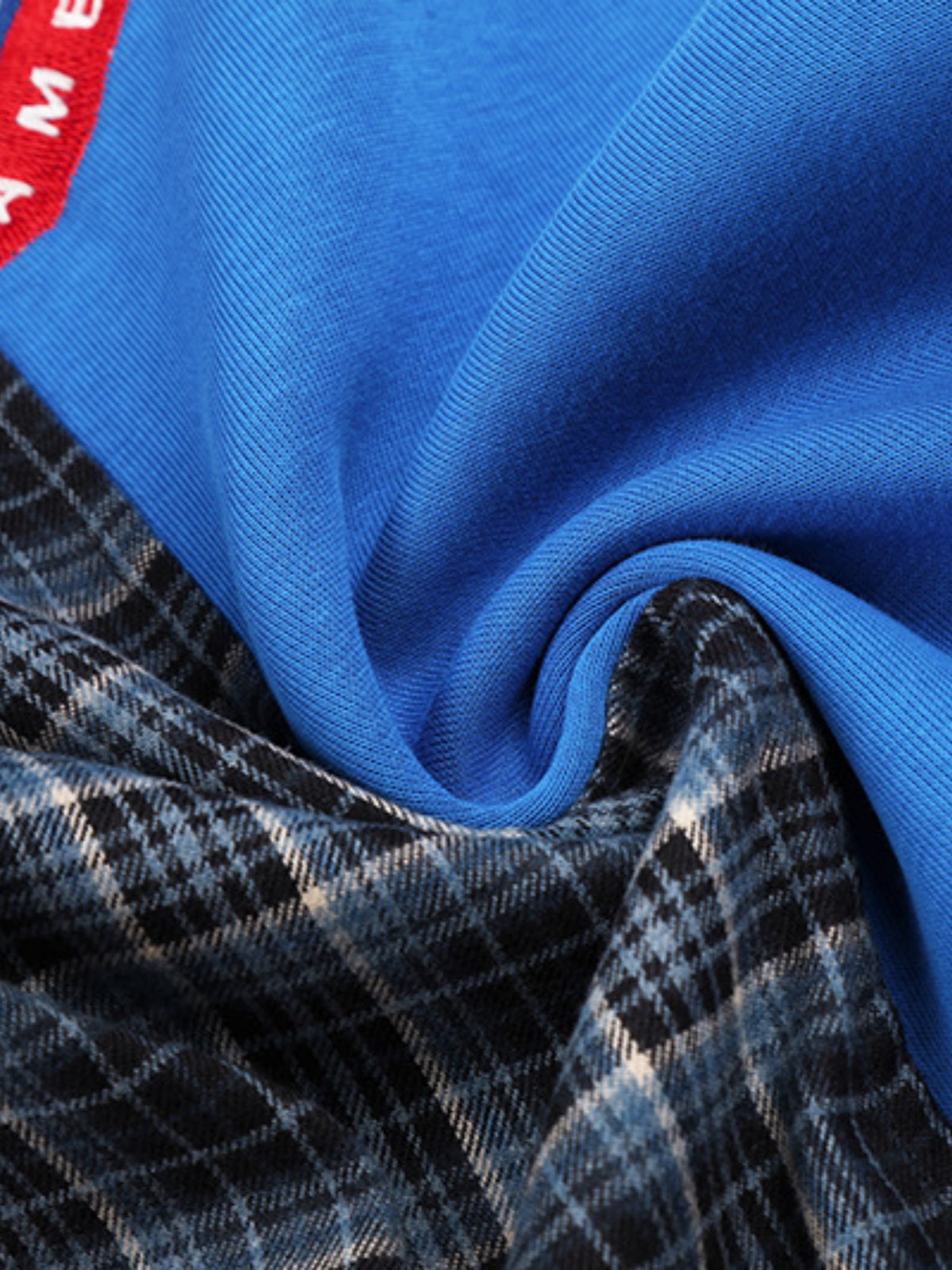 Haaura Plaid Panel No.8 Patch Drawstring Baggy Sweatpants