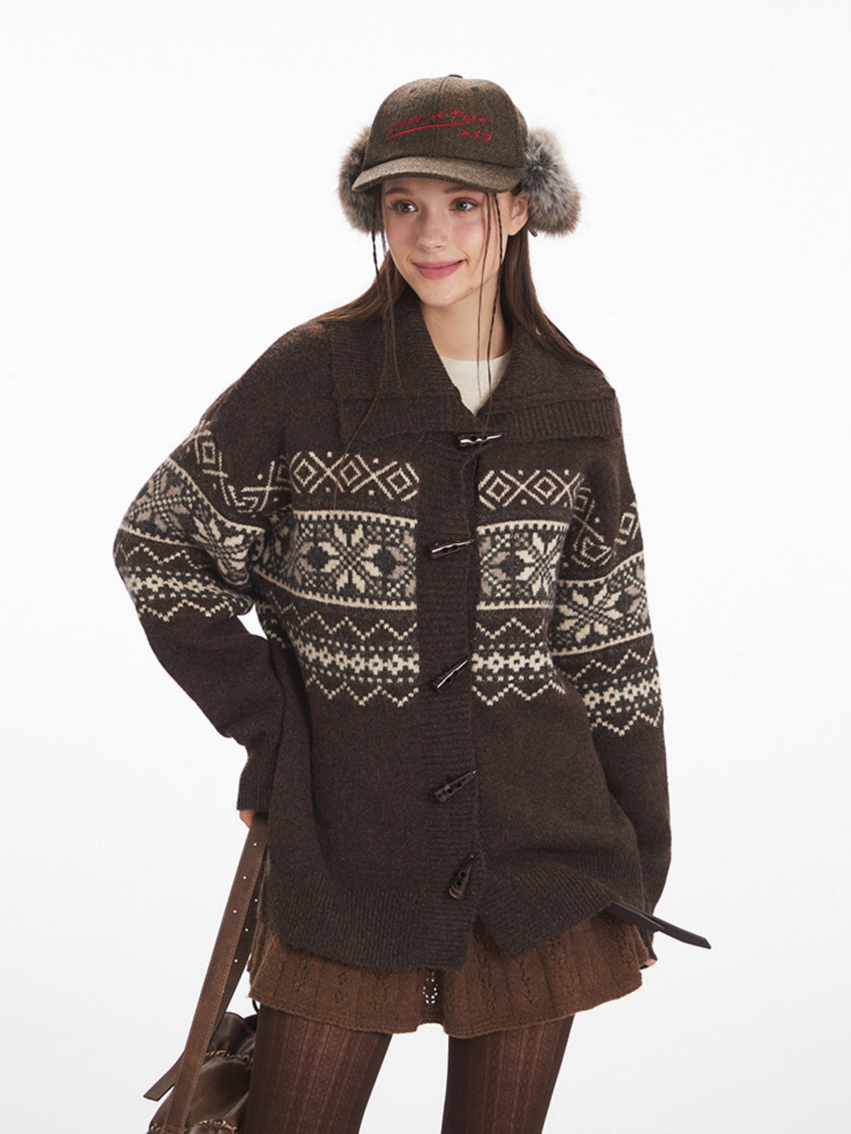 Haaura Fair Isle Toggle Cardigan