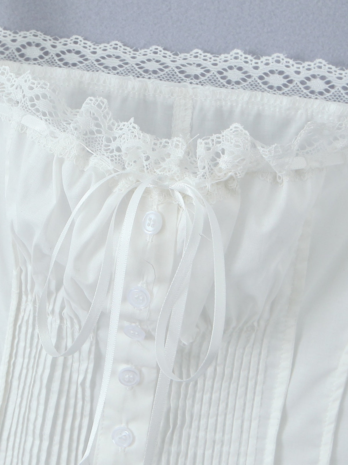 Haaura Lace Bow Tie Front Ruched Cami Top