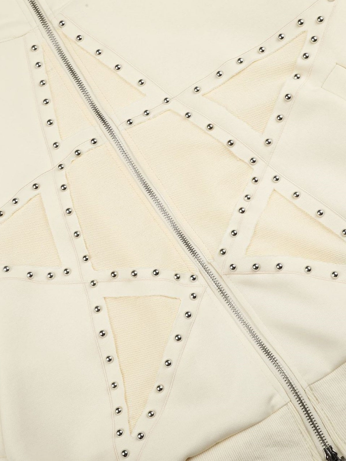Haaura Boxy Studded Star Graphic Zip Up Hoodie