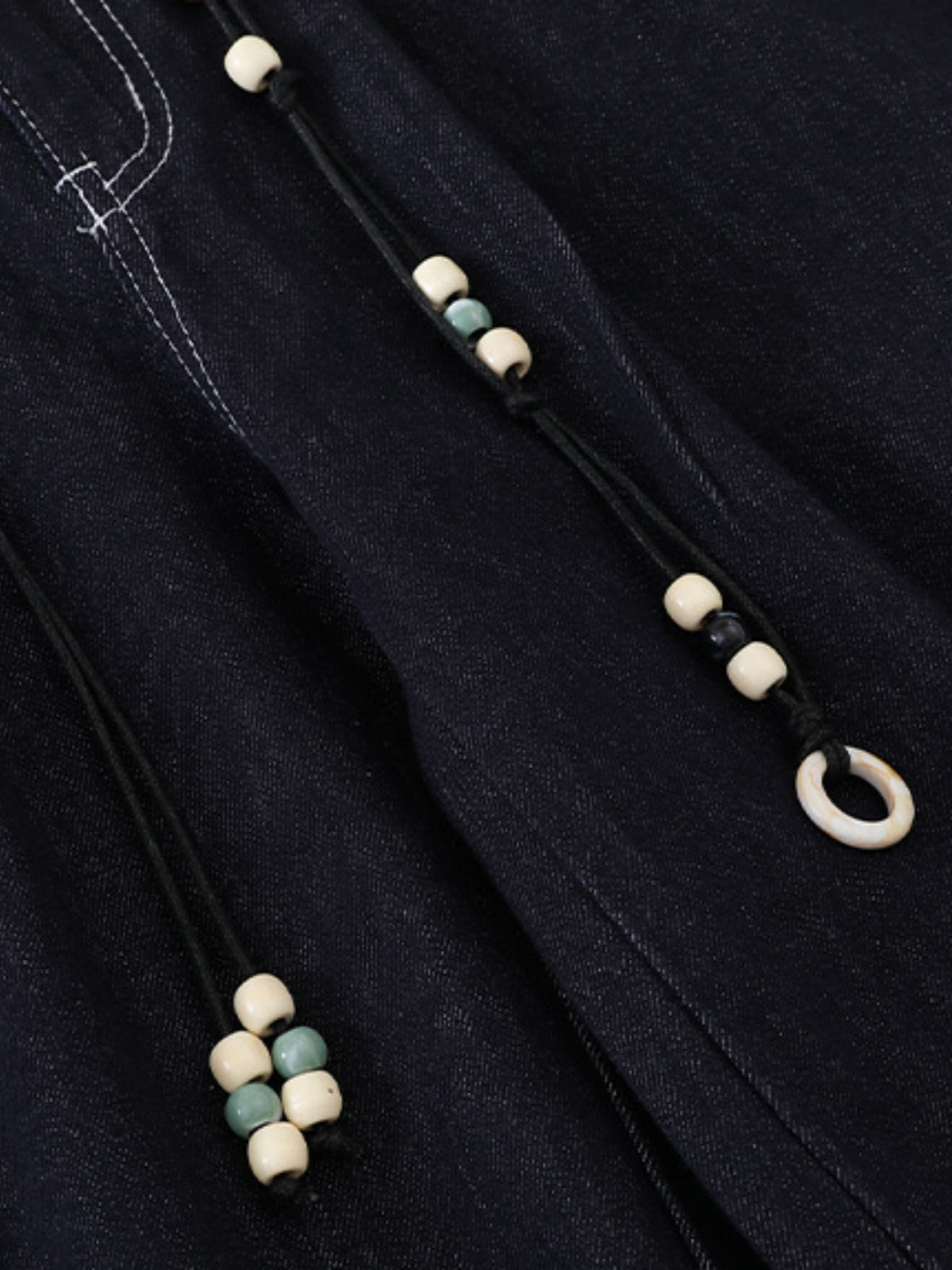 Haaura Beaded Belt Structured Super Baggy Jeans