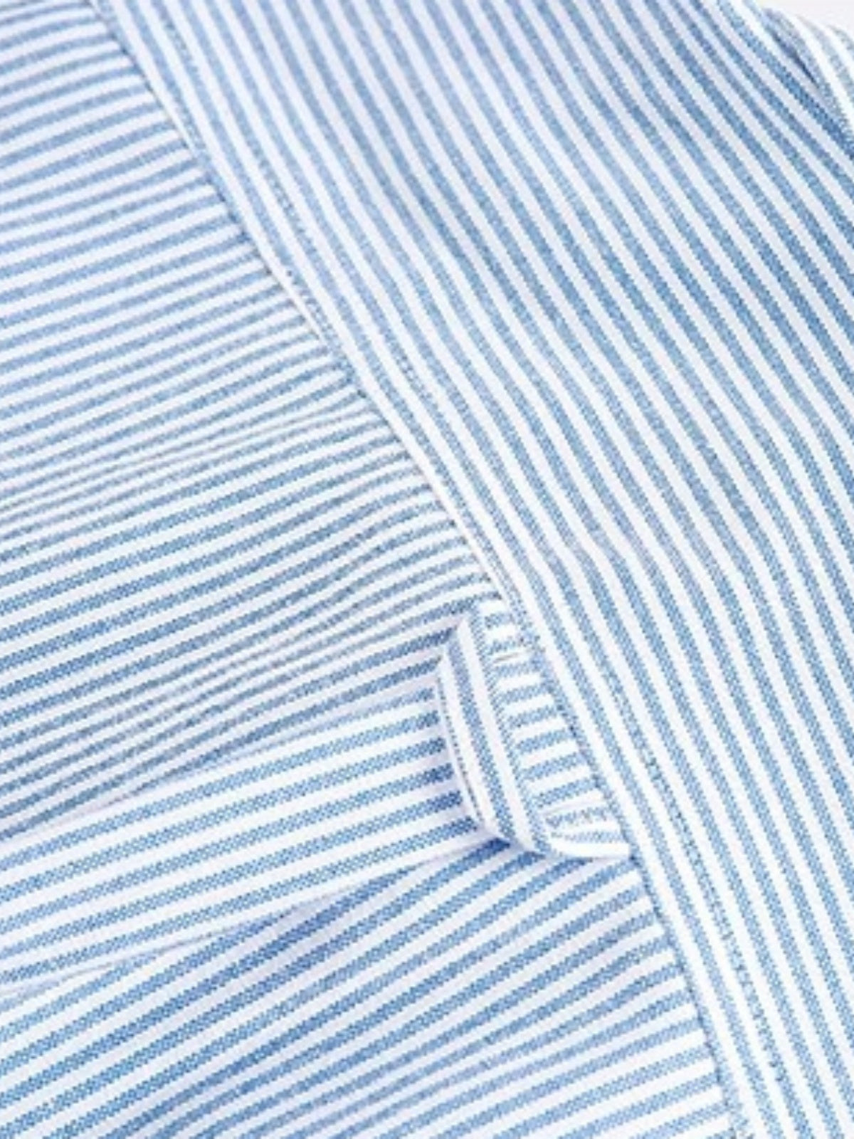 Haaura Stripe Smiley Pocket Embroidery Long Sleeve Shirt