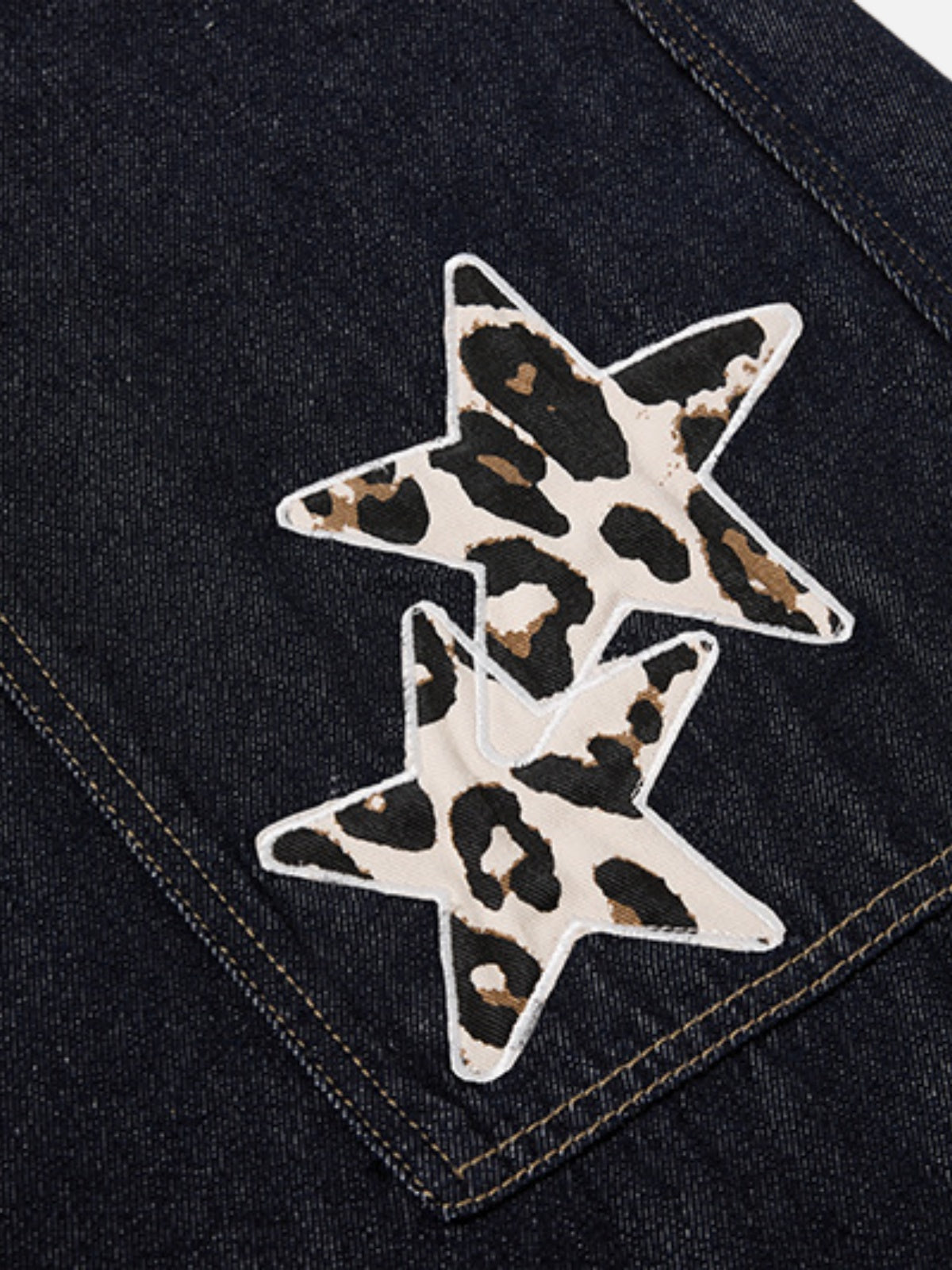 Haaura Leopard Star Patch Baggy Jeans