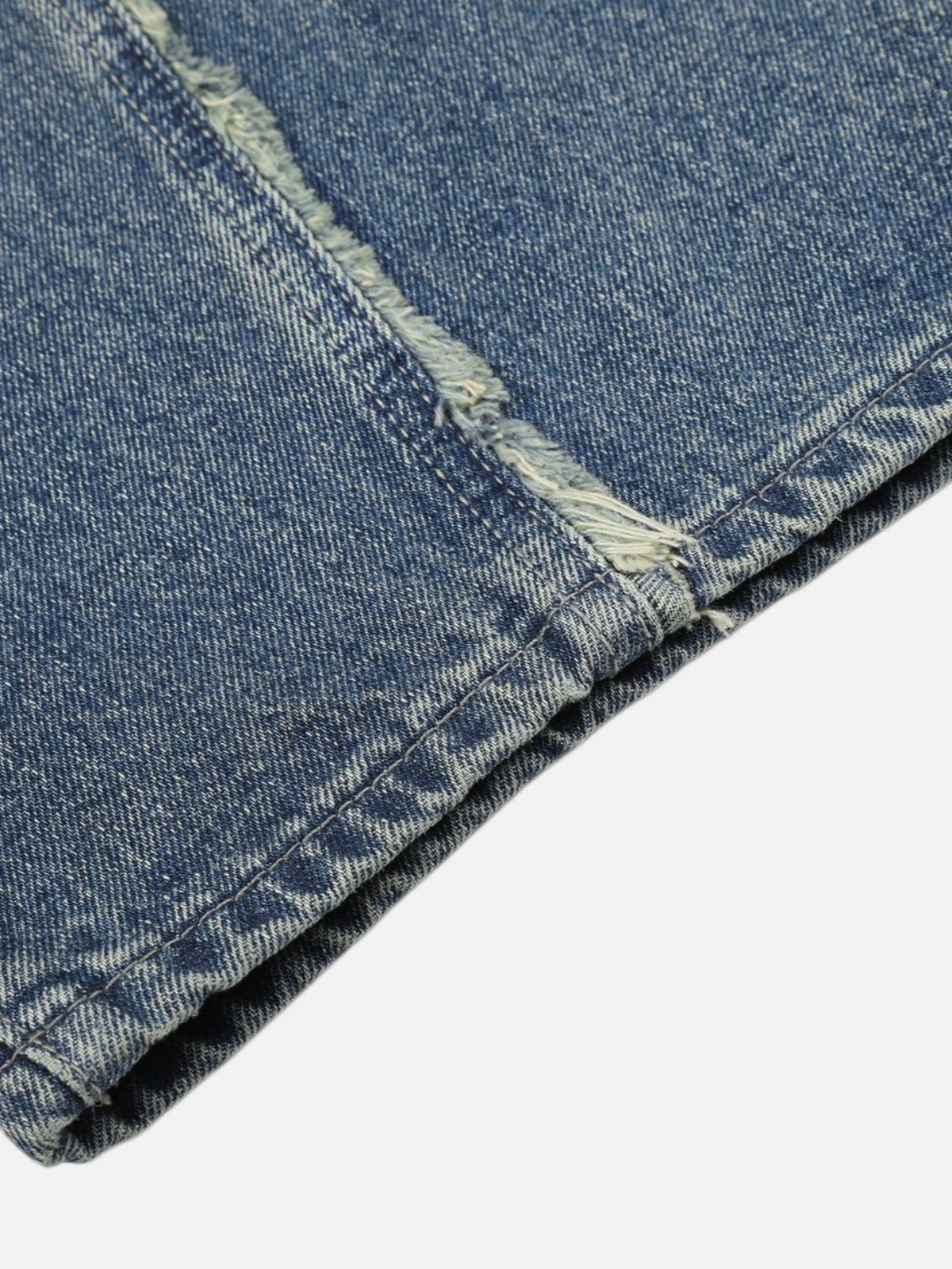 Haaura Contrast Waist Frayed Star Baggy Jeans