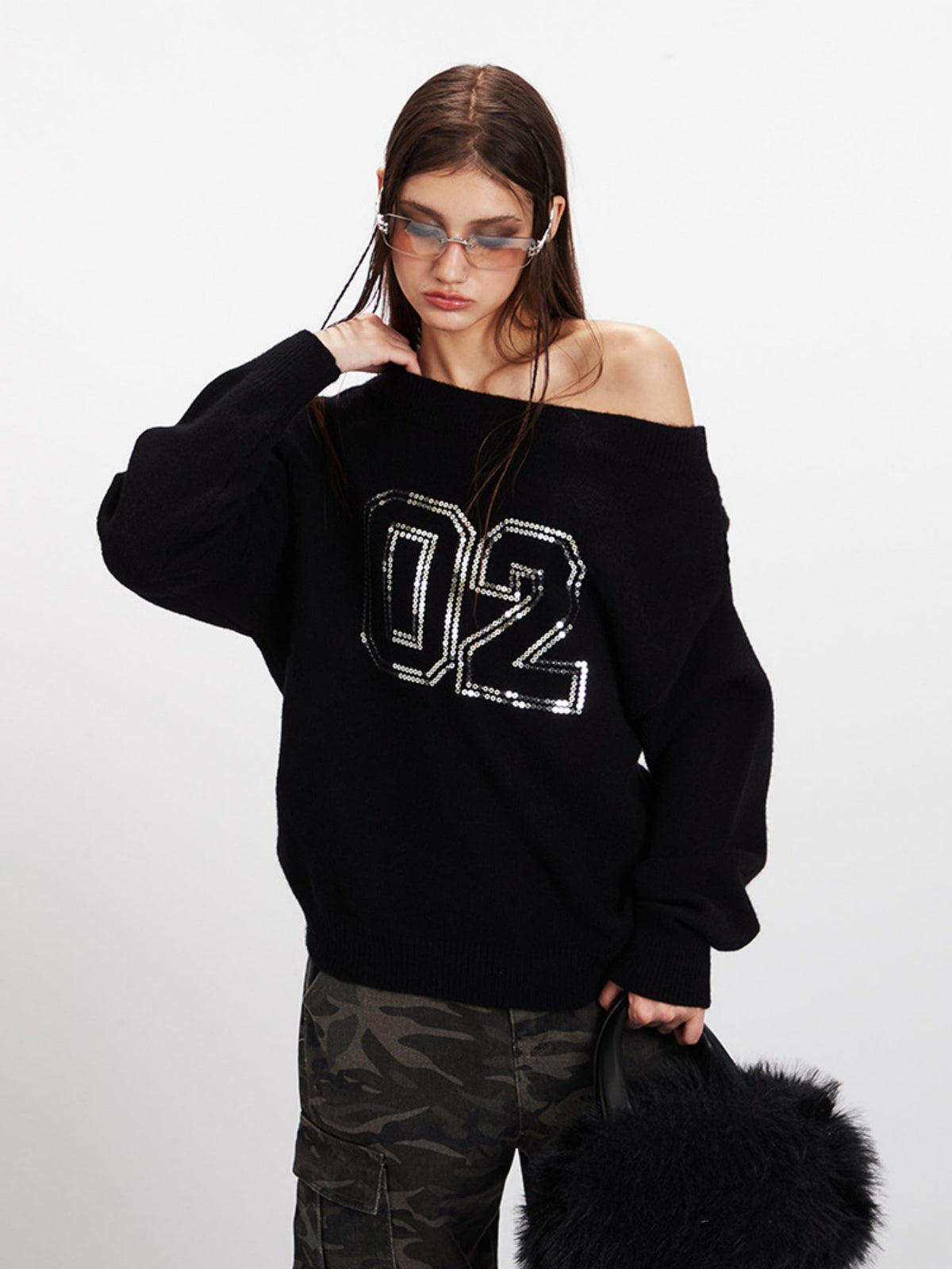 Haaura 02 Off-Shoulder Batwing Knit Top
