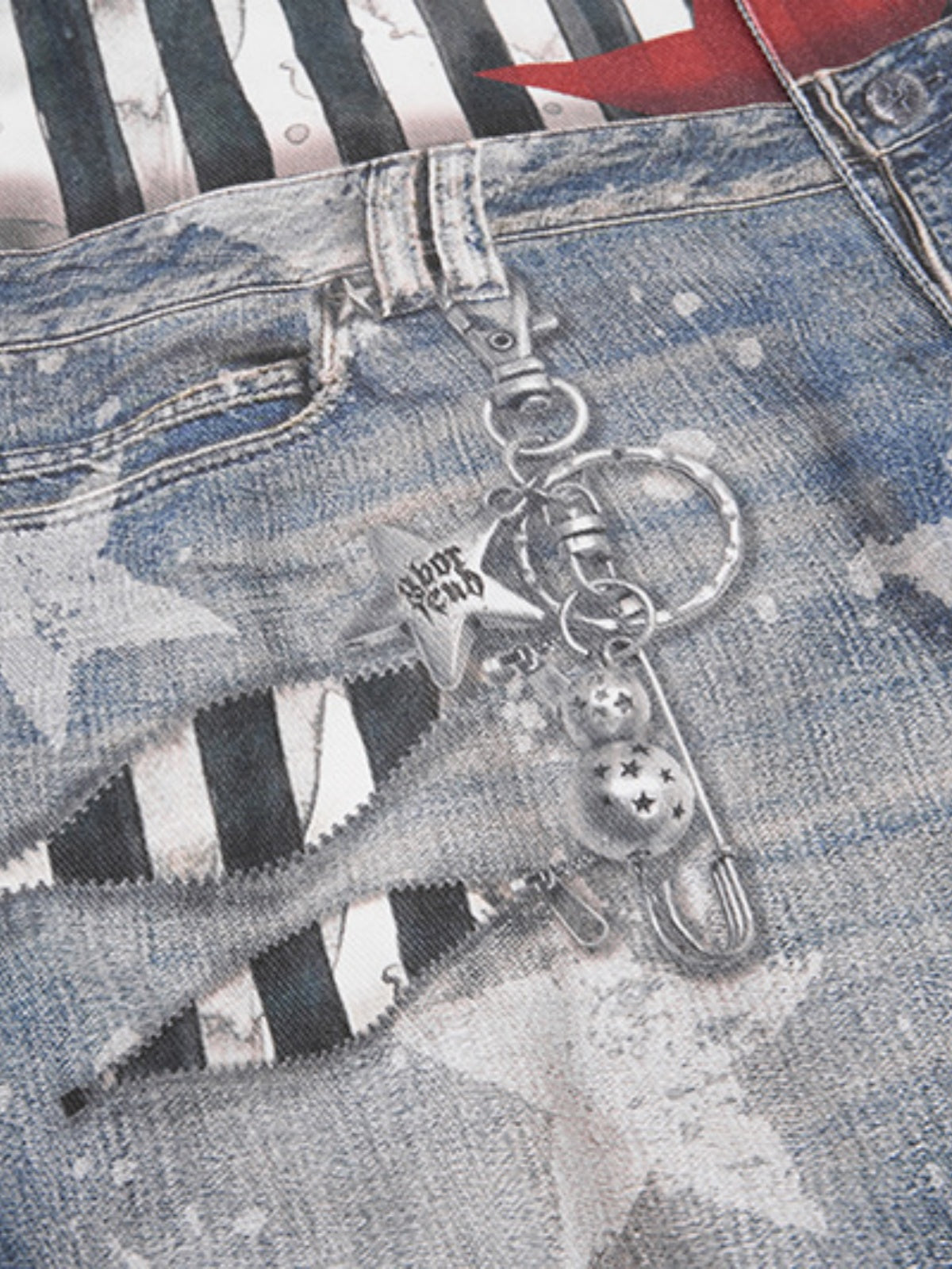 Haaura Contrast Waist Star Washed Jeans