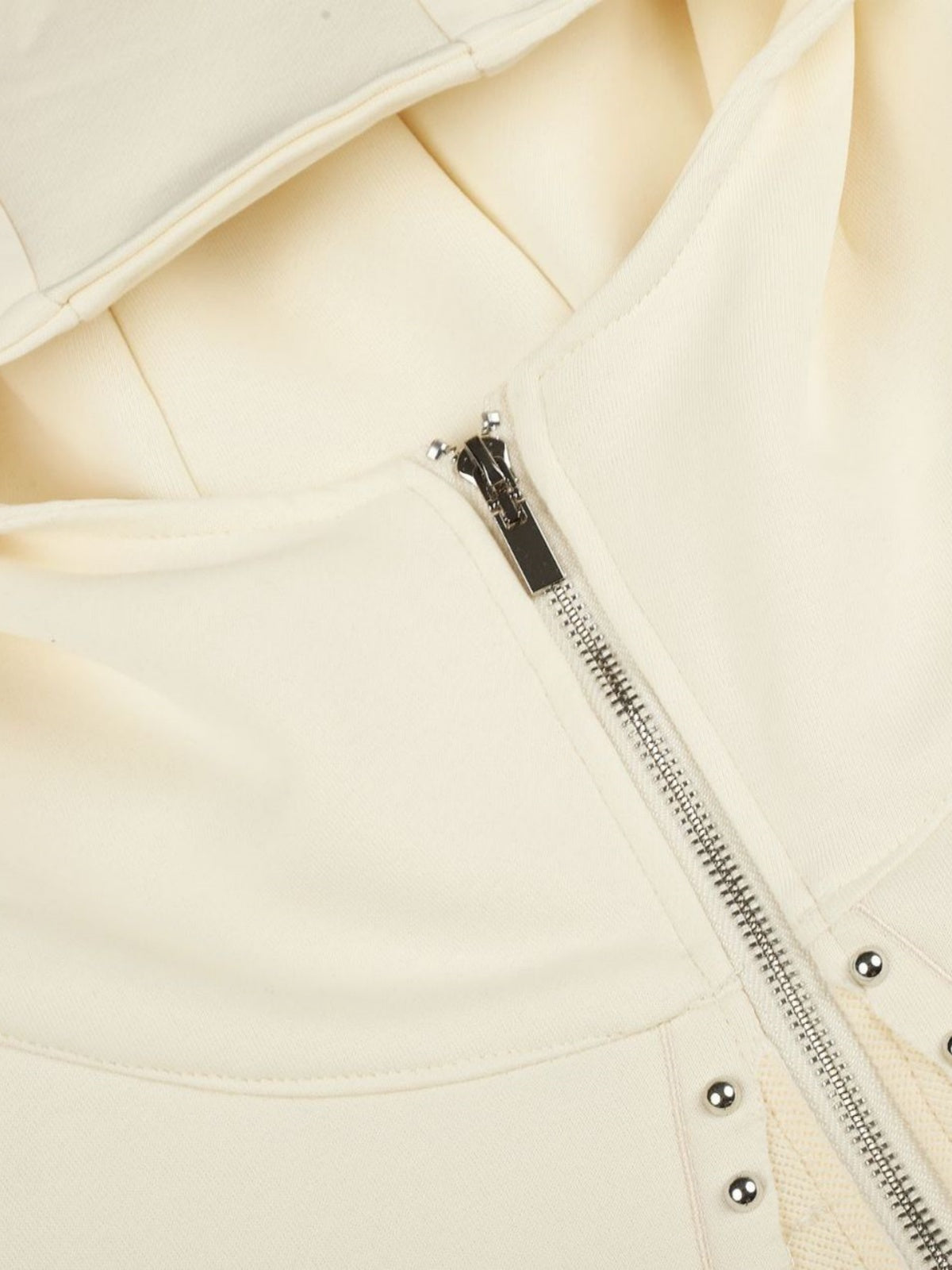 Haaura Boxy Studded Star Graphic Zip Up Hoodie