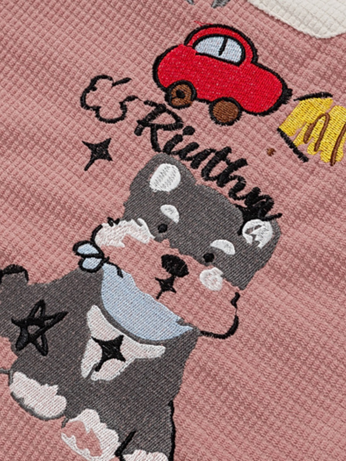 Haaura Puppy Embroidered Contrast Collar Shirt