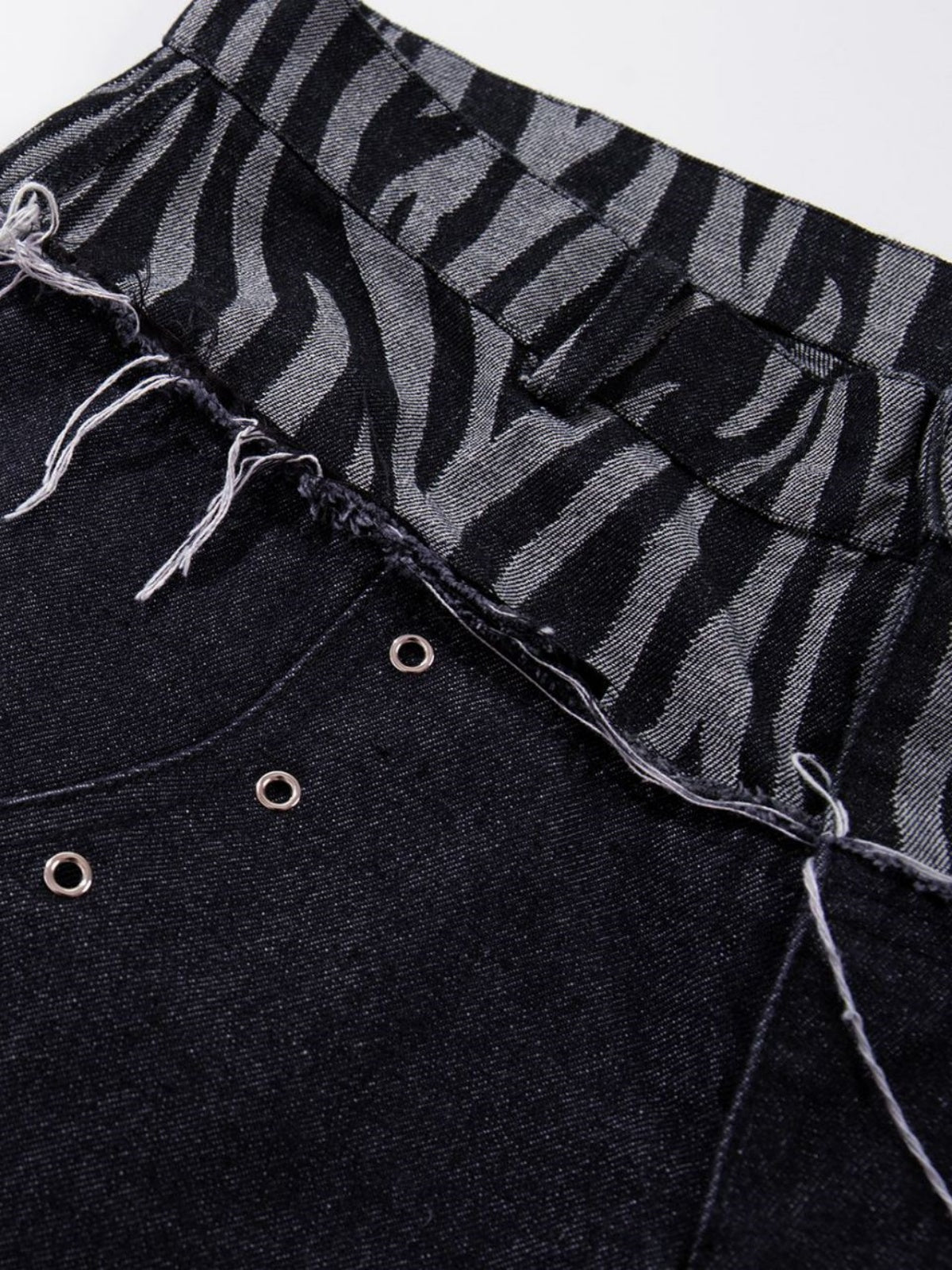 Haaura Zebra Contrast Panel Baggy Jeans
