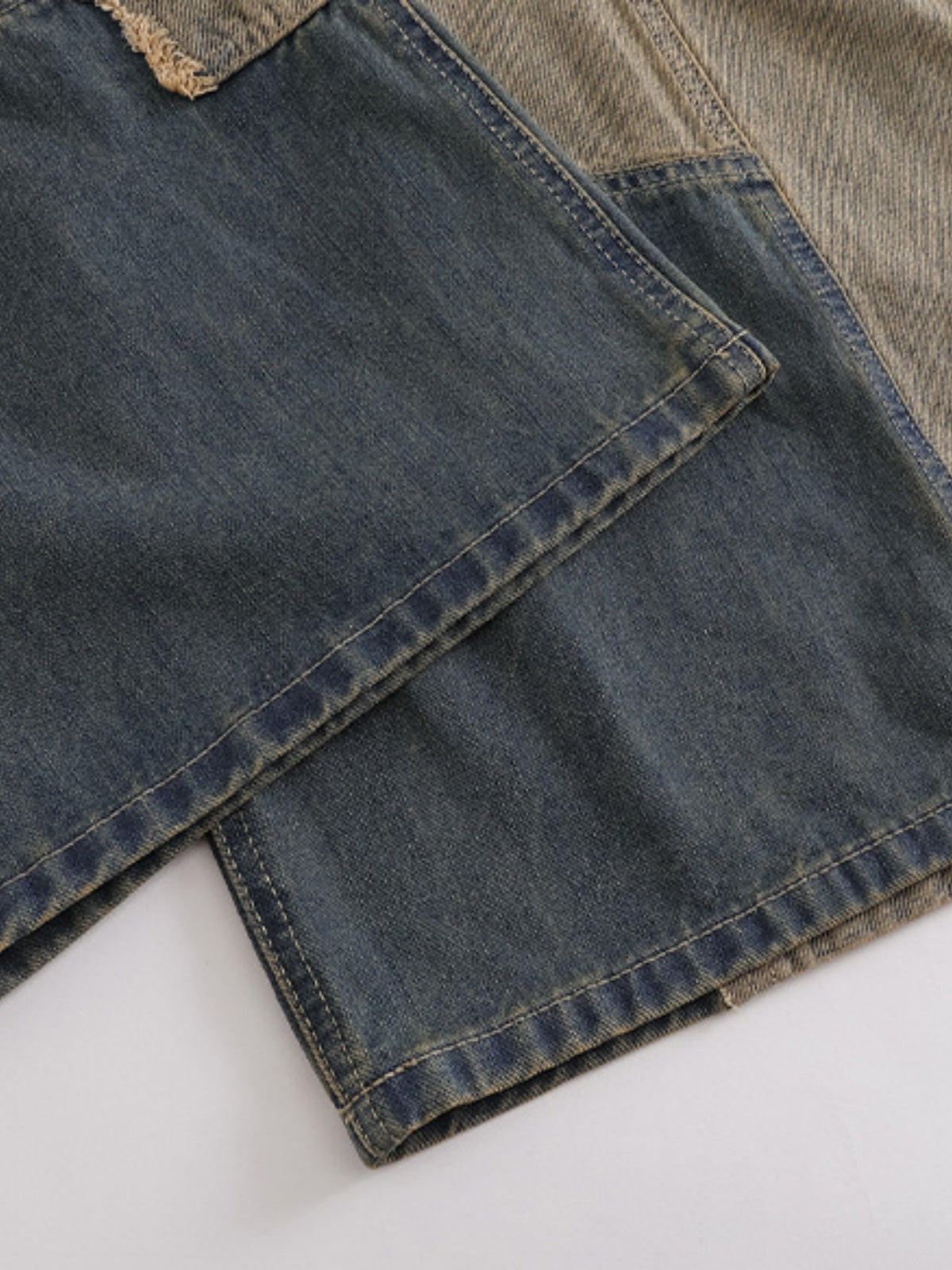 Haaura Patchwork Drawcord Cuff Super Baggy Jeans