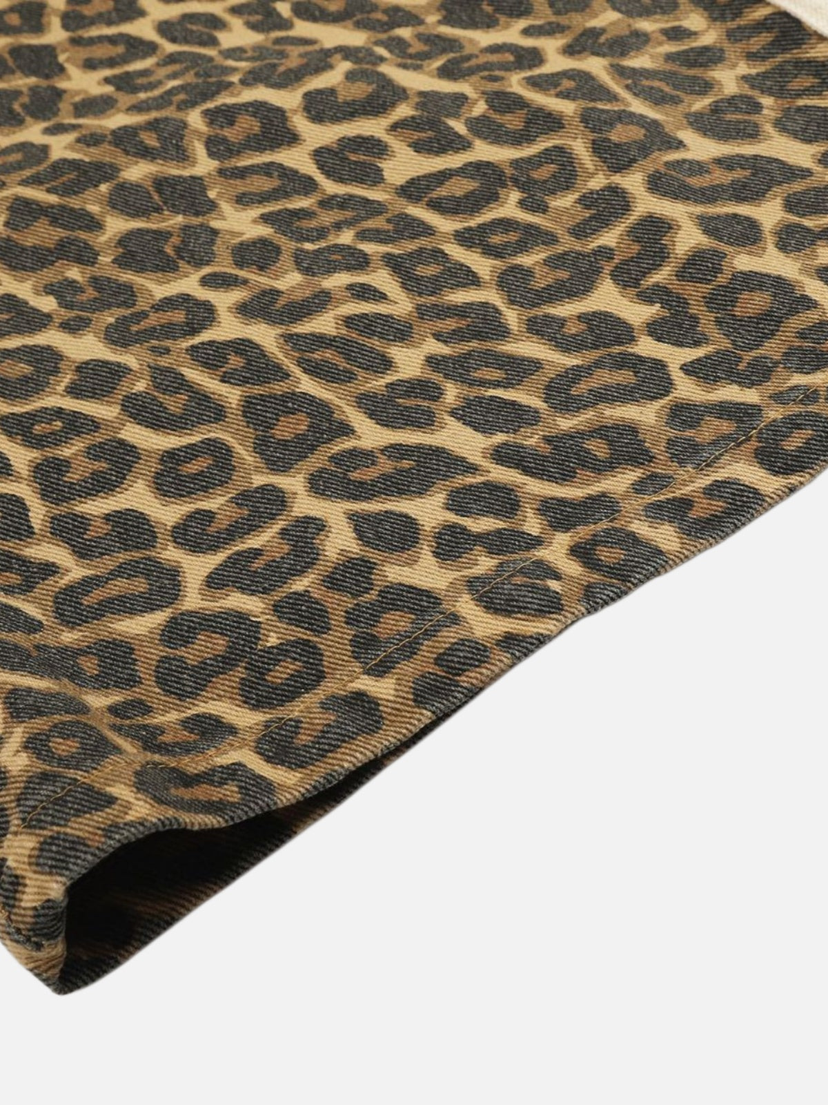 Haaura Contrast Waist Leopard Sweatpants