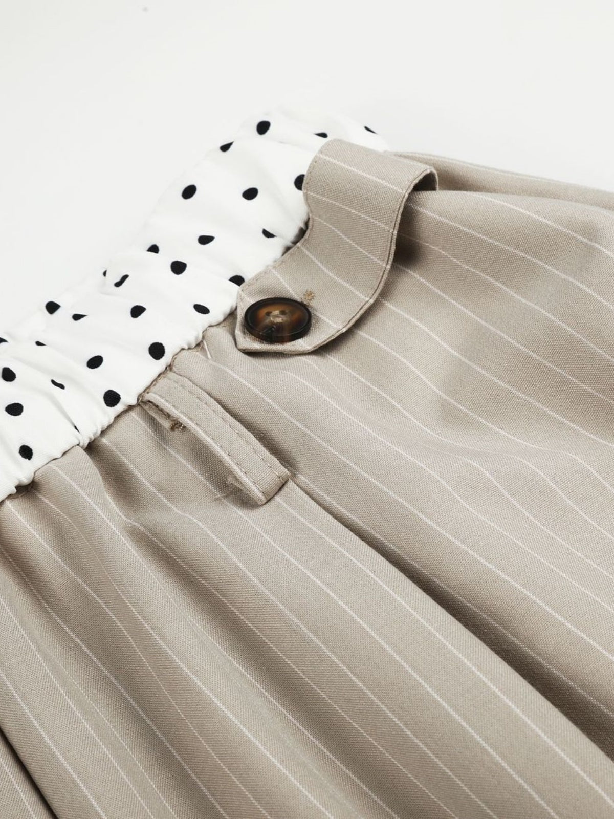 Haaura Pinstripe Polka Dot Patch Barrel Pants