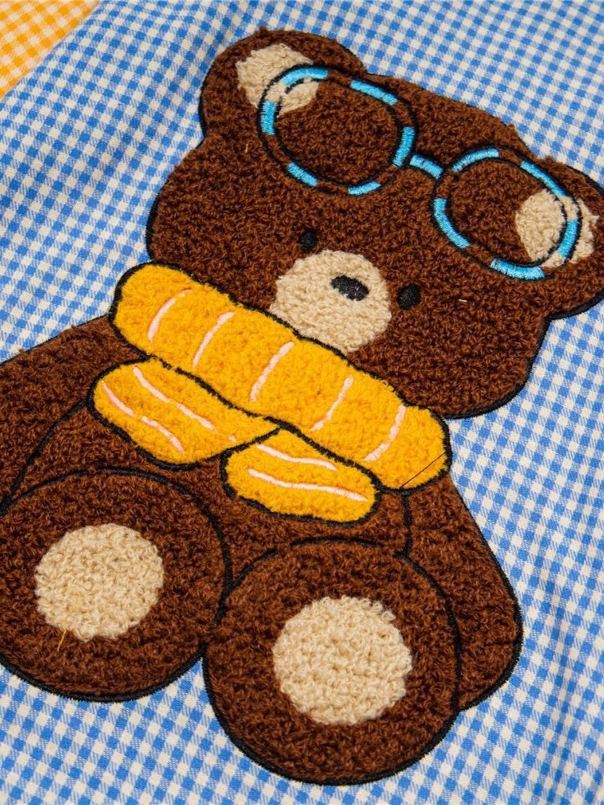 Haaura Teddy Bear Embroidered Patchwork Shirt