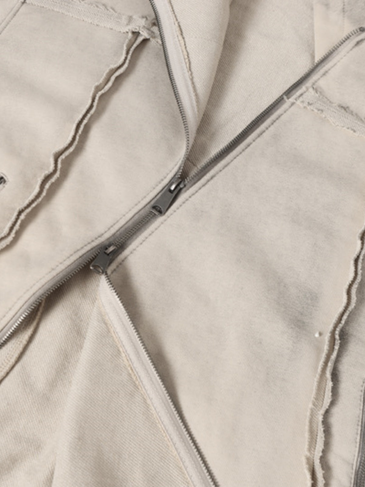 Haaura Asymmetrical Zip Frayed Hoodie